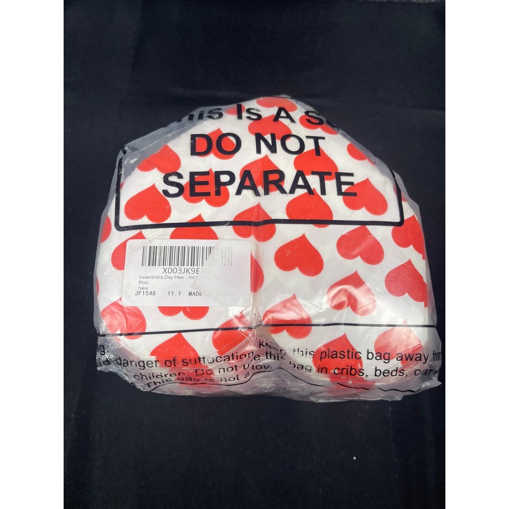 Valentine's Day Heart‎ Shaped Paper Napkins Red White Heart Print 200 Pcs
